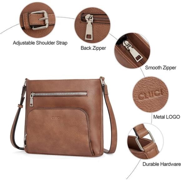 Crossbody Purse for Women Multi Pockets Bag Vegan Leather Small Shoulder Purse - Picture 6 of 7